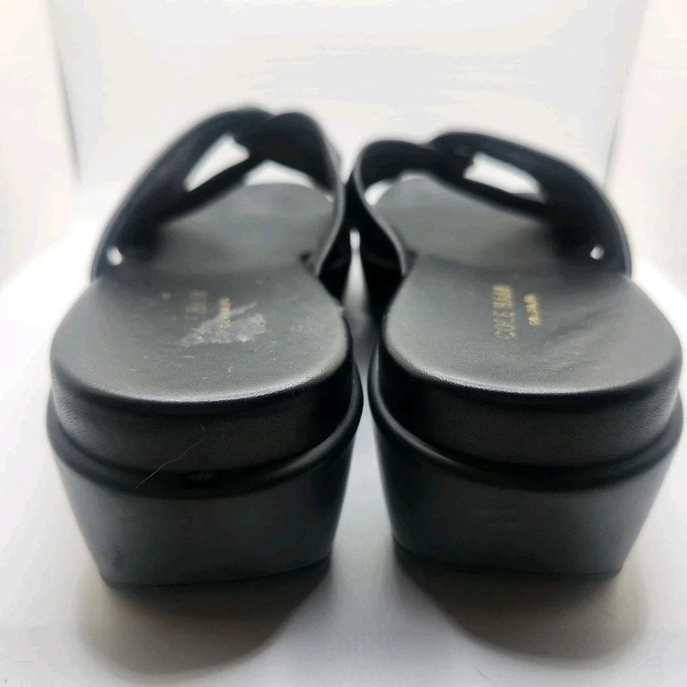 Cole Haan Grand.OS Black Leather Twist Knot Wedge Platform Sandals W14026 Sz 8.5